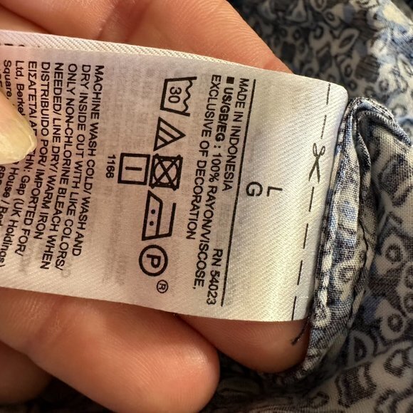 Gap Romper women L one piece long sleeve Blue & White geometric drawstring NWT - Picture 5 of 5